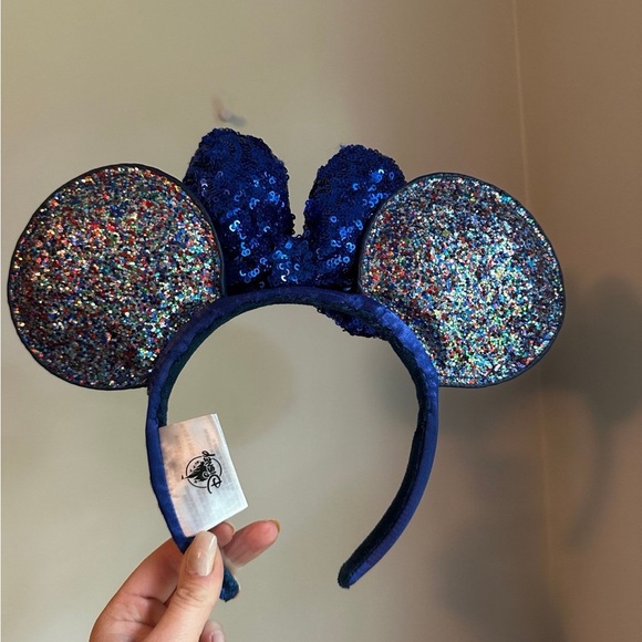 2020 Blue Sparkle Glitter Minnie Mouse Bow Ears Headband Disney - Picture 5 of 7